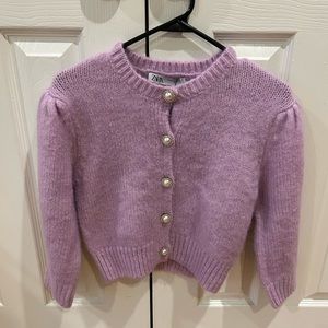 Zara Purple Pearl Jewel Button Knit Cardigan